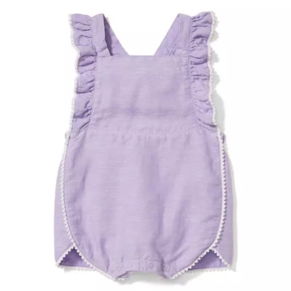 Janie & Jack | Ruffle Pom Pom Trim Bubble (18-24 mos) 💜